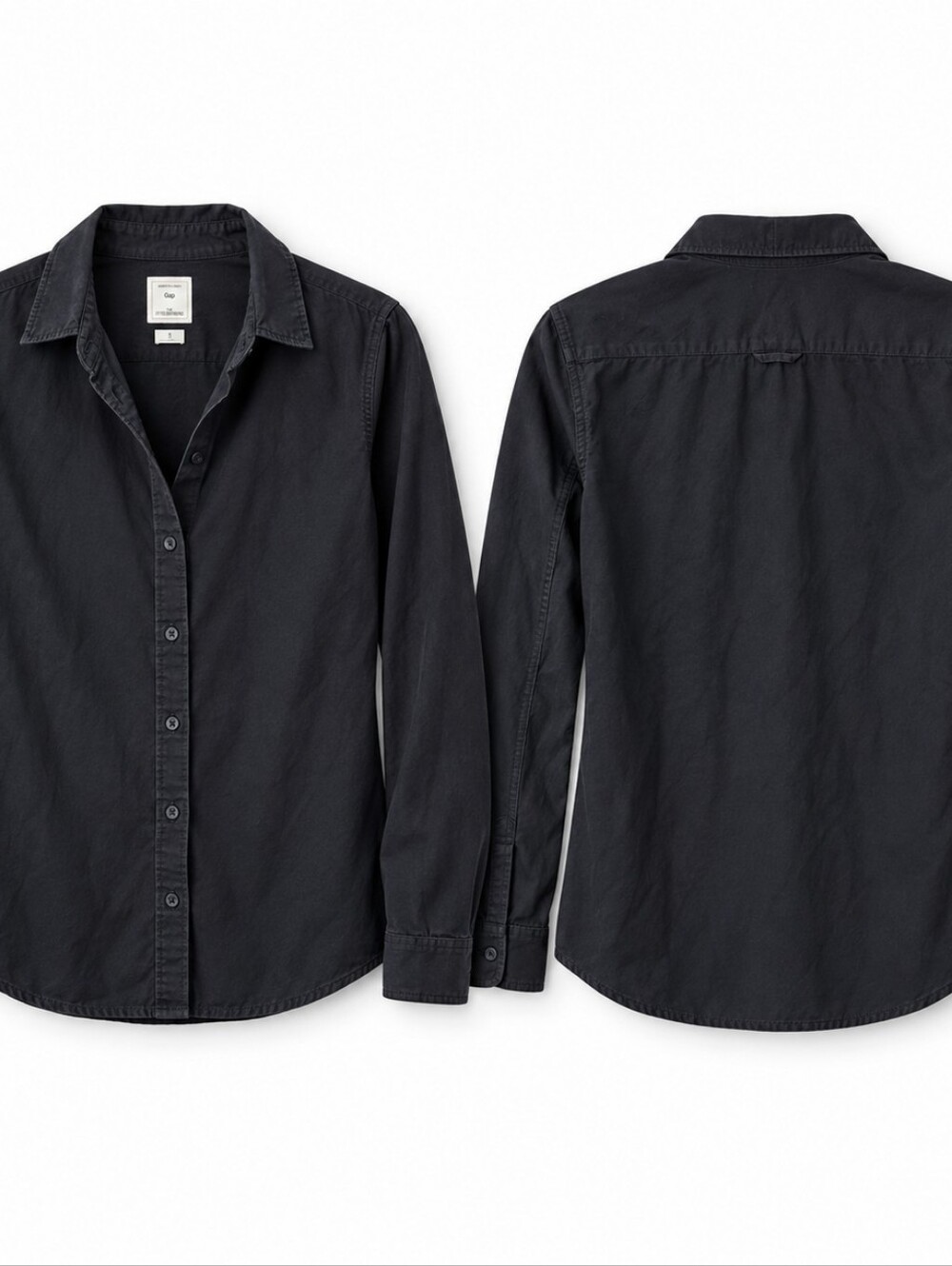 Gap Fitted Boyfriend Shirt Size S Black Button Front Minimalist Y2K Quiet Luxury